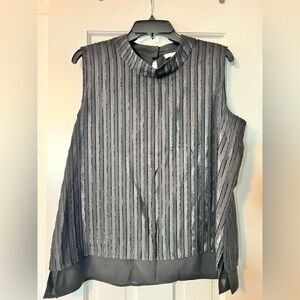 Calvin Klein Black Sleeveless Mock-Neck Striped Camisole